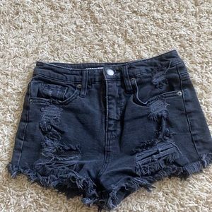 Black jean shorts